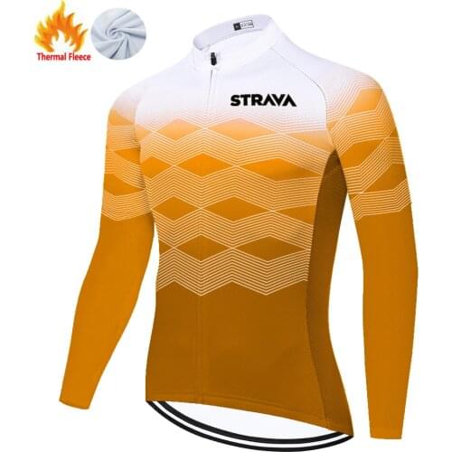 2021 ropa ciclismo hombre ​STRAVA long sleeve cycling jersey Winter Thermal Fleece maillot manga larga ciclismo hombre