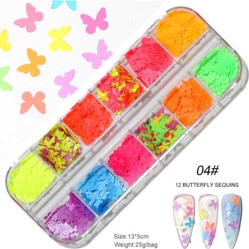 3D Laser Butterfly Sequins Tips Holographic Powder Sequins Paillette Manicure Nail Art Pigment Decoration Tools