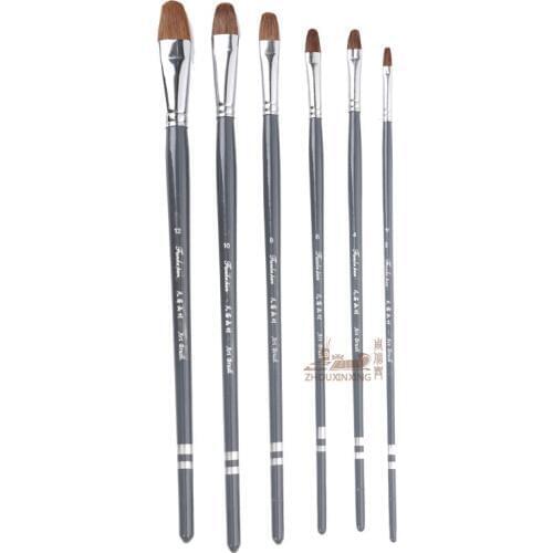 6pcs/set top grade round head weasel hair paintbrush rod brushes wooden rods brush gouache oil paint brush artist acrylic paints