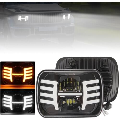 7 Inches Square Car LED Day Light 9-30V 400W 40000LM Car Light with Steering Applies 5x7 " 6x7" Daytime Running Light Kit