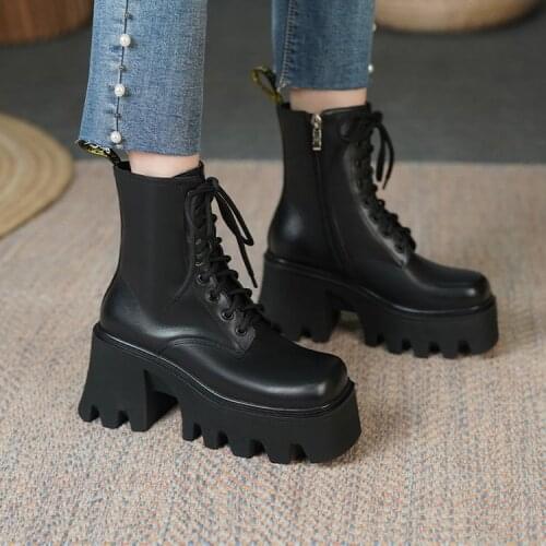 Muffin thick-soled Martin boots womens thick heel 2021 new autumn and winter British style side zipper