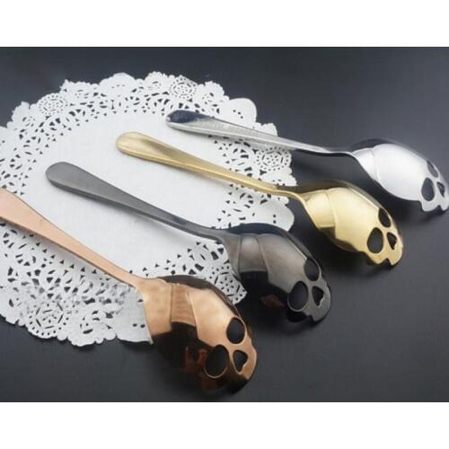 Sugar Skull Tea Spoon Stainless Steel Silverware Skeleton For Tea Coffee Spoon