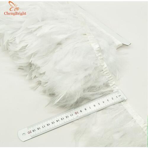 ChengBright Hot 2 Yards Turkey Feathers Trim Cloth Sideband Chicken Pheasant Feather Trims Clothing Wedding Feathers Ribbon Y