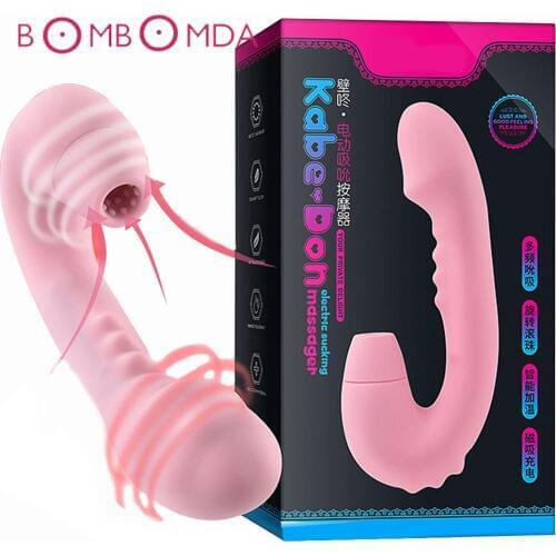 Heating Dildo Vibrator For Women Clit Oral Tongue Licking Clitoris Sucking Stimulator G-Spot Vibrators Adult Sex Toys for Women