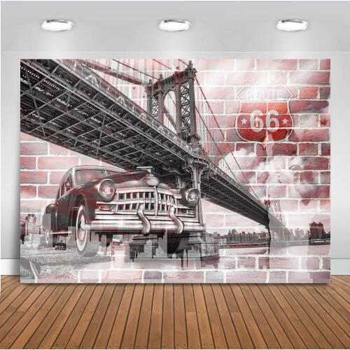 Photography backdrop Bridge Background Car Vintage Background for Photo Studio Portrait Backdrops Brick Wall Photographic