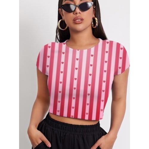 3d Tshirt Stripe T-shirt Women Love Shirt Print Abstract Navel Bare Harajuku T-shirts 3d Womens Clothing Punk Rock Fashion Male