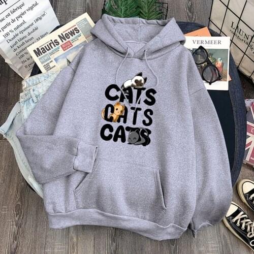 A Group Of Cute Kittens Printing Woman Hooded Coldproof Vogue Sportwear Loose Vintage Hoodie Creative Quality Female Sweatshirt