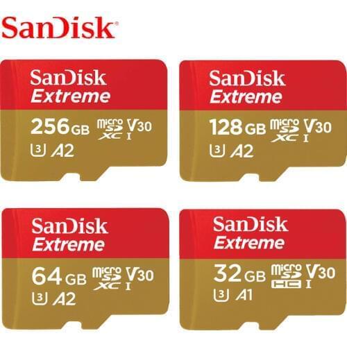 SanDisk Memory Card Extreme micro SD Card 4K UHD UHS-I C10 U3 V30 A2 microSDHC 32GB microSDXC Flash 512GB 128GB 256GB TF Card