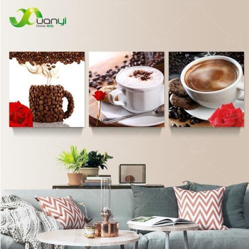 3 Panels Coffee Wall Art Picture Modern Kitchen Painting Home Decoration For Living Room Canvas Print (No Frame) PR1216