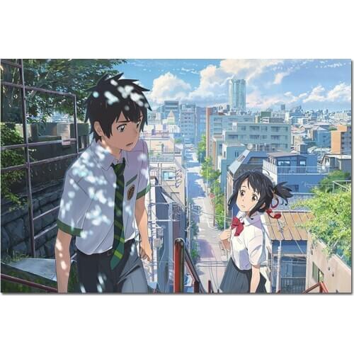 Kimi no na wa Your Name Anime Poster Japanese Manga Movie Wall Picture, Mitsuha Miyamizu Taki Tachibana Fabric Prints Painting