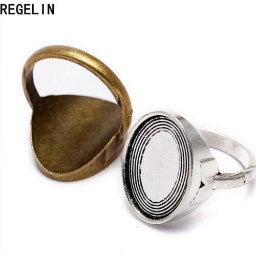 REGELIN Ring Accessories Antique Silver/antique bronze Ring Cabochon Base 20pcs inner size 18x13mm Fit Jewelry Making Findings