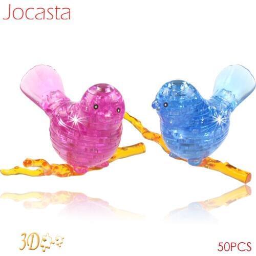 50PCS DIY Funny Birds 3D Crystal Building Blocks Assembly Puzzle Jigsaw Model Birthday Gift Kids Educational Toys for Children