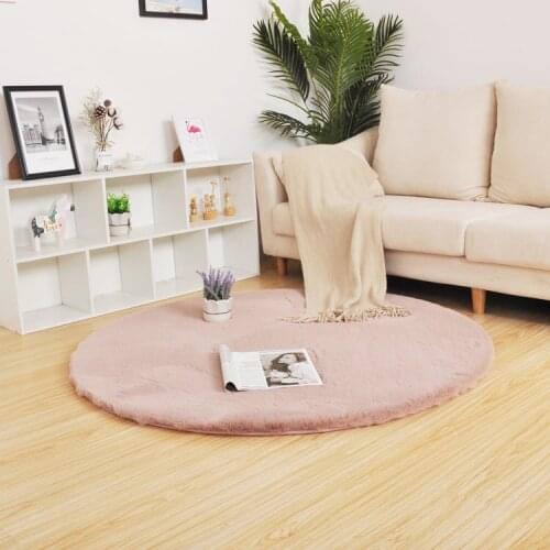 Imitation Of Rabbit Hair Carpet Non-slip Water Absorption Mat Warm Living Room Bathroom Sofa Decoration Solid Round Rugs