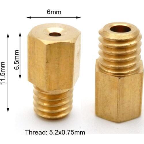 Brass Hex Type Jet Motorcycle Carburetter Main Jet 5.2x0.75mm Thread For MIKUNI VM TM TMX Carburetor Carb Size 100-300