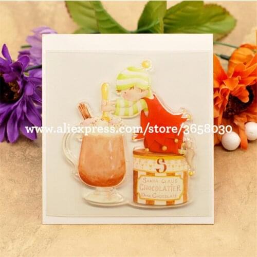 Boy SANTA CLAUS CHOCOLATIER Scrapbook DIY photo cards account rubber stamp clear stamp transparent stamp 10x10cm 80712206