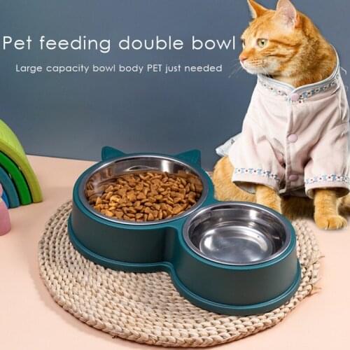 A Stainless Steel Double Dog Bowl For Dish Water Dog Food Bowl Pet Puppy Cat Bowl Feeder Feeding Dog Water Bowl For Dogs Cats