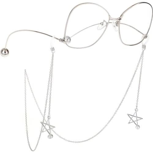 Non-slip fashion metal glasses rope Silver Pearl Star pendant glasses chain fashion