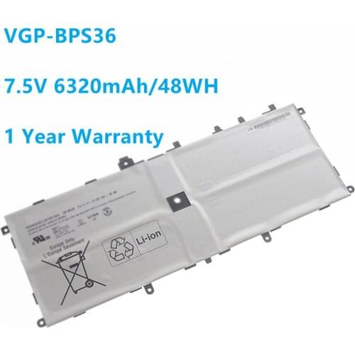 New VGP-BPS36 Laptop Battery For Sony for Vaio Duo 13 Convertible Touch 13.3" SVD13211CG SVD132A14W SVD1321M2EW 7.5V 48Wh