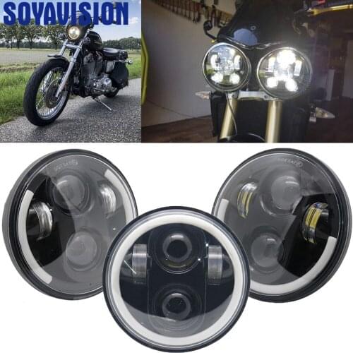 New 5-3/4" 5.75 inch Led headlight halo Ring amber DRL Angel eye headlamp housing For Sportster Touring super Glide Dyna Softail