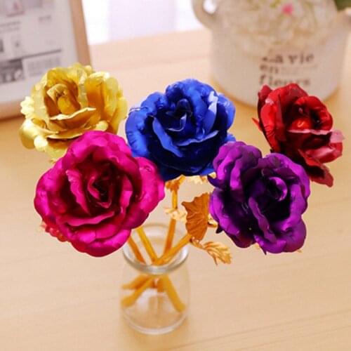 New Hot Multi-Color Plated Gold Leaf Rose Flower Accessories Romantic Valentine’s Day Anniversary Lover Friend Best Gift