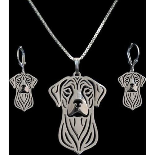 2018 New Arrival Women Dog Shaped Pendant Jewelry Set Lovers' Metal Rhodesian Ridgeback Jewelry Set Drop Shipping