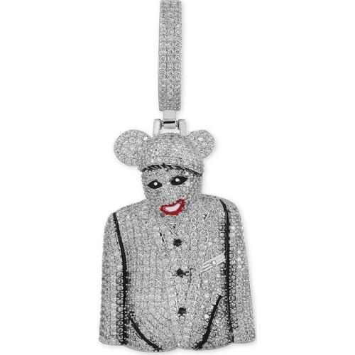 Clown Pendant Necklace New Arrival Fashion Hip Hop Jewelry Micro Pave Zircon Big Pendant Mens Necklace