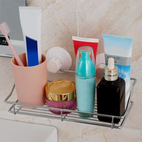 Stainless Steel Vacuum Suction Type Bathroom Kitchen Practical Storage Rack Shelf Holder high quality Home Organizer 1928