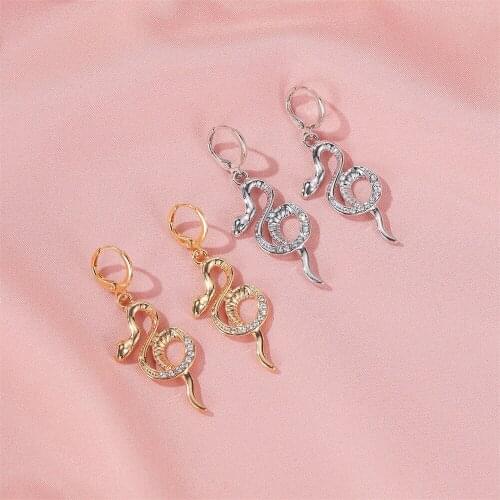 Luxury Diamond Snake Dangle Earrings Personalized Classic Elegant Style Earrings For Women Girls Fashion Jewelry Gifts Ornaments