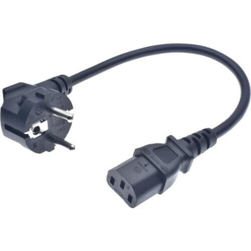 Short 0.3M/1ft European 3 Pin Male to IEC 3 Pin Female ,Schuko to C13 power cord