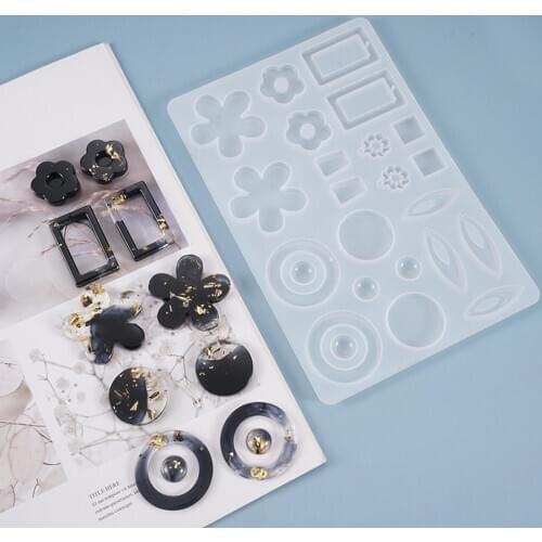 Resin Silicone Mold Epoxy Crystal Making Mold DIY Crystal Epoxy Earring Necklace Flower Silicone Mould Craft Gift Making Tool