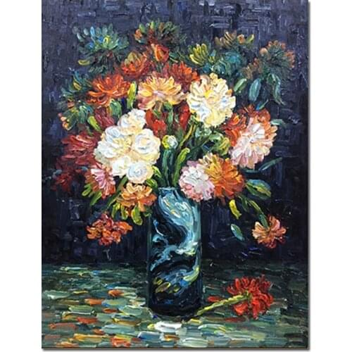 Texture Knife Flowers Picture 100% Hand-painted Classical Oil Painting Flower Design Wall Hanging Canvas Art Home Showpieces