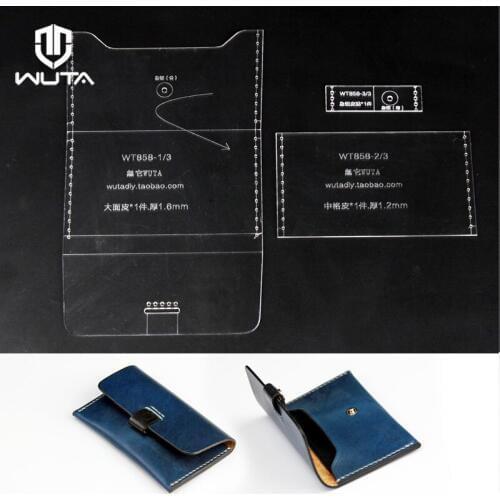 WUTA 858 Leather Craft Pattern Acrylic Template DIY Small Card Holder Hand Sewing Template Leather Tool Set Sewing High Quality