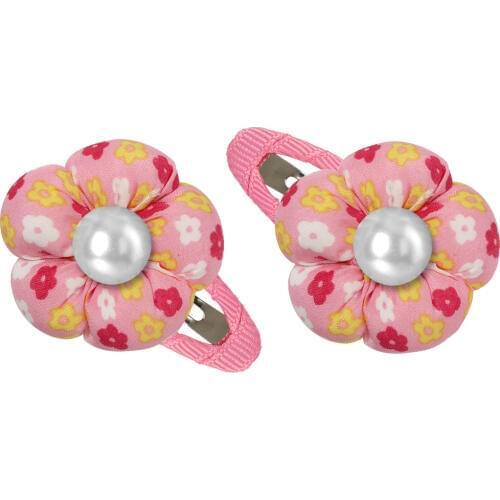 XIMA 2 Pieces Hot Quality Cotton Flower Hair Bows with Pearl BB Clip Girls Hair Accessories Children Headwear Flower Hairpins