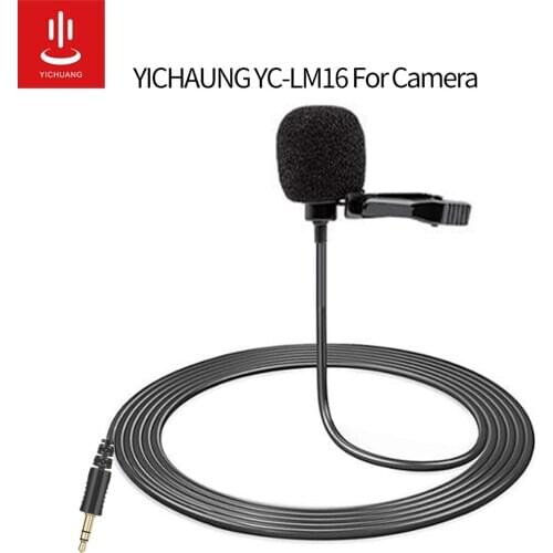 YICHUANG 1.5m Metal Microphone 3.5mm Jack Lavalier Tie Clip Microphones Mini Audio Mic for Camera