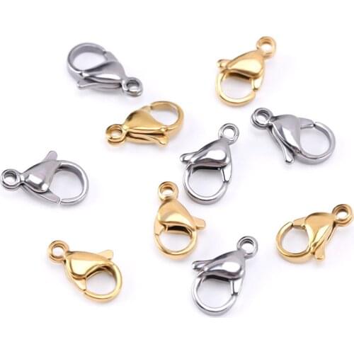 9mm/11mm/13mm Stainless Steel Lobster Clasp Hooks Connector Lobster Claw Clasps For Jewelry Findings DIY Necklace Bracelet 10pcs