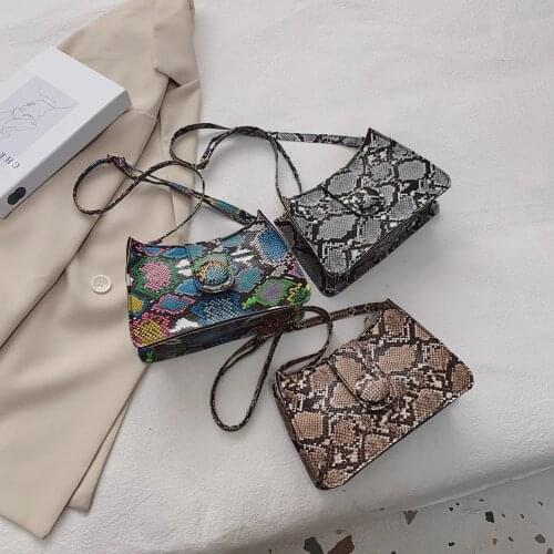 Fashion Exquisite Shopping Bag Women Leather Handbags Snake Pattern Retro Design Lady Small Square Shoulder Bag