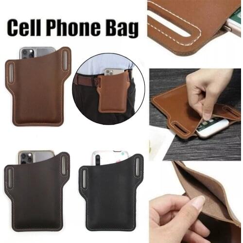 1pc Travel Outdoor Camping Belt Clip Mobile Phone PU Case Retro Waist Bag 5-6 Inch Outdoor Camping & Hiking Cell Phone Bag