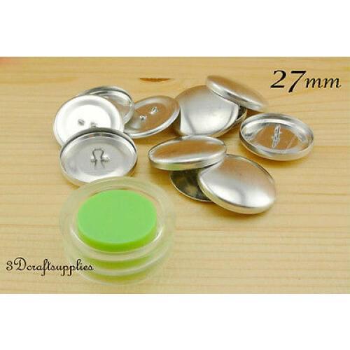12 sets of 27mm 1 1/8 inch Size 45 Self cover buttons wire back with Assembly tool