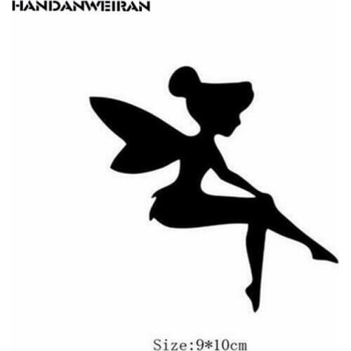 2PCS Black Wings Girl Switch Sticker Home Decoration Removable Waterproof Wall Sticker for Childrens Room 9*10CM