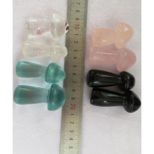 2 pcs/lot) Wholesale Clear Quartz/Rose Quartz/Obsidian Stone/Blue Glass Crystal Mushroom Pocket Stone Lucky Gift