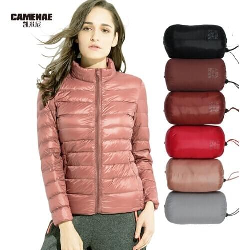 2020 Winter Ultra Light down jacket women Long Sleeve Warm Coat waterproof Outwear Solid puffer Jacket Portable storage bag