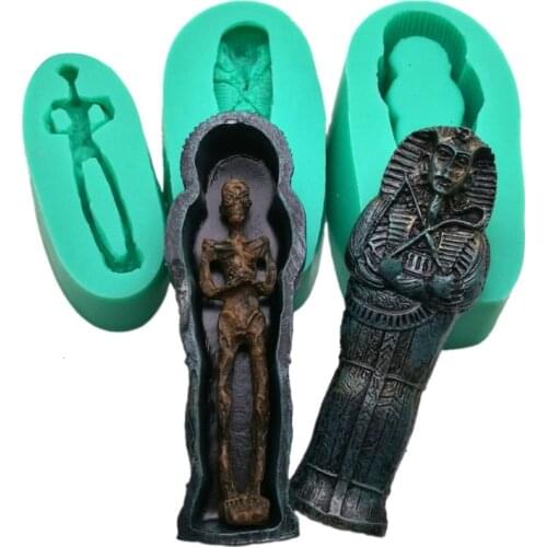 3 Pcs/Set Epoxy Resin Mold Halloween Funny Coffin Silicone Mould DIY Crafts Aromatherapy Candle Plaster Making Tool X4YA