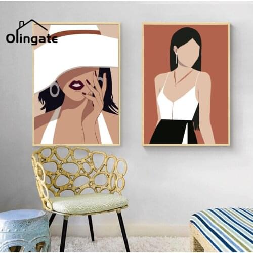 Abstract Fashion Canvas Painting Vintage Girl Lady Wall Art Nordic Posters and Prints Wall Pictures for Living Room Home Decor