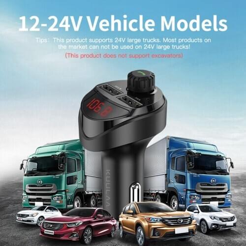 Bluetooth Car USB Charger Adapter for Xiaomi Huawei iPhone 12 Pro Max 3.4A Dual Fast Phone Charging Unit TF FM Radio Receiver