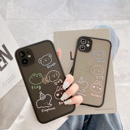GYKZ Funny Dog Rabbit Animal Phone Case For iPhone 7 XS MAX SE 2020 XR X 11 Pro 8Plus Camera Lens Protect Matte Cover Hard Coque