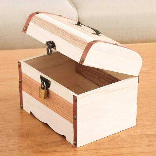 Wooden Boxes Rectangular Locking Storage Box Christmas Gift Box Large Capacity Money Jar Retro Jewelry Storager Home Decoration