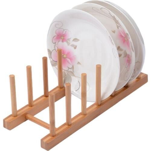 Wooden Kitchen Storage Shelves Hot Sell Vintage Plate Rack Rough Tableware Drain Shelf Stand Display Holder Lids Holds