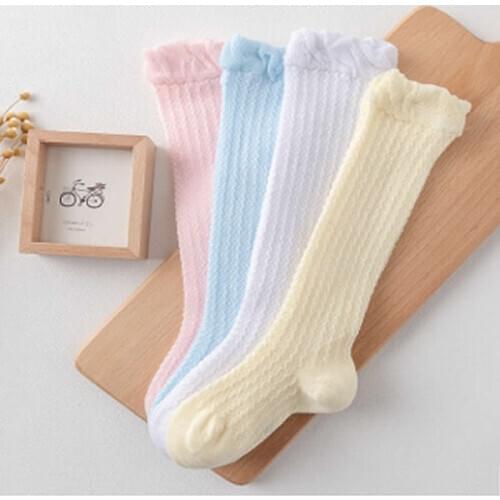 Kids Knee High Socks Soft Cute Baby Boys Girls Cotton Mesh Breathable knee high Socks Newborn Infant Non-slip Long Socks