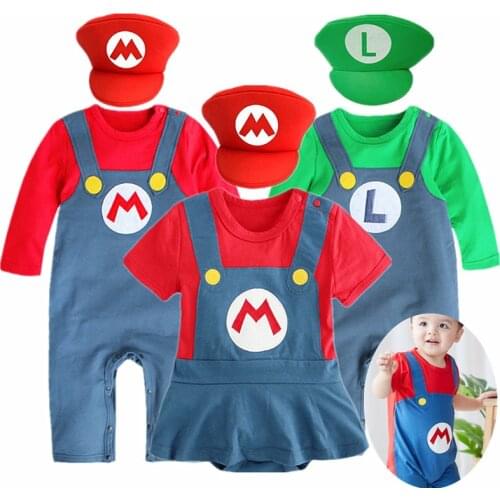 1-2Y Baby Super Mari Bros Cosplay Dance Costume Set Child Anime Funny Party Gift Hat