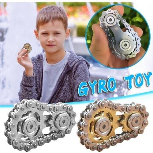 Fingertip Toys Gyro Sprocket Flywheel Fingertip Fidget Spinner Metal Toy Gear Chain Roadbike Spinner Kids Christmas Gifts